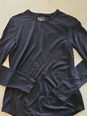 CloudVeil 100% Merino Wool Long Sleeve Crew Neck Shirt - Navy - Womens Medium